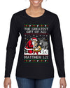 The Greatest Gift Of All Matthew 1:21, Ugly Christmas Sweater Womens Graphic Long Sleeve T-Shirt