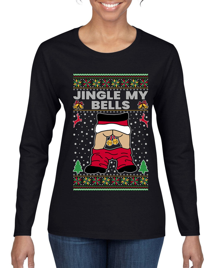 Jingle My Bells, Ugly Christmas Sweater Womens Graphic Long Sleeve T-Shirt
