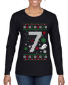 Christmas 7 Meme, Ugly Christmas Sweater Womens Graphic Long Sleeve T-Shirt