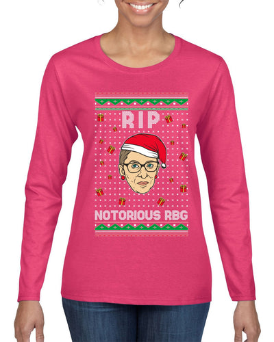 RIP Notorious RBG Ruth Bader Ginsburg Ugly Christmas Sweater Womens Graphic Long Sleeve T-Shirt