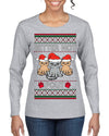 Better Not Pout, Cute Sad Santa Cats | Funny Ugly Christmas Sweater Womens Graphic Long Sleeve T-Shirt