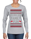 Forced Family Fun, Xmas Holiday Funny Ugly Christmas Sweater Womens Graphic Long Sleeve T-Shirt