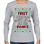 First Christmas With My Hot New Fiance Classic Newlywed Ugly Christmas Sweater Womens Graphic Long Sleeve T-Shirt