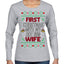 First Christmas With My Hot New Wife Classic Newlywed Ugly Christmas Sweater Womens Graphic Long Sleeve T-Shirt