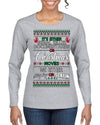 Serial Killer Docs or Christmas Movies Slaying Sleighing Ugly Christmas Sweater Womens Graphic Long Sleeve T-Shirt