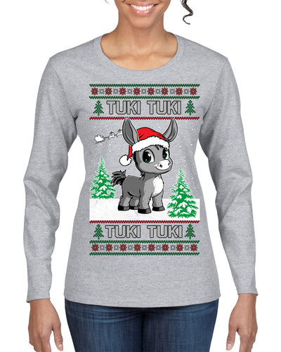 Tuki Tuki Tuki Funny Spanish Music Lyrics Ugly Christmas Sweater Womens Graphic Long Sleeve T-Shirt