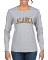 Alaska  Camo Fill Orange Outline Sweater, Womens Graphic Long Sleeve T-Shirt