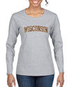 Wisconsin  Camo Fill Orange Outline Sweater, Womens Graphic Long Sleeve T-Shirt
