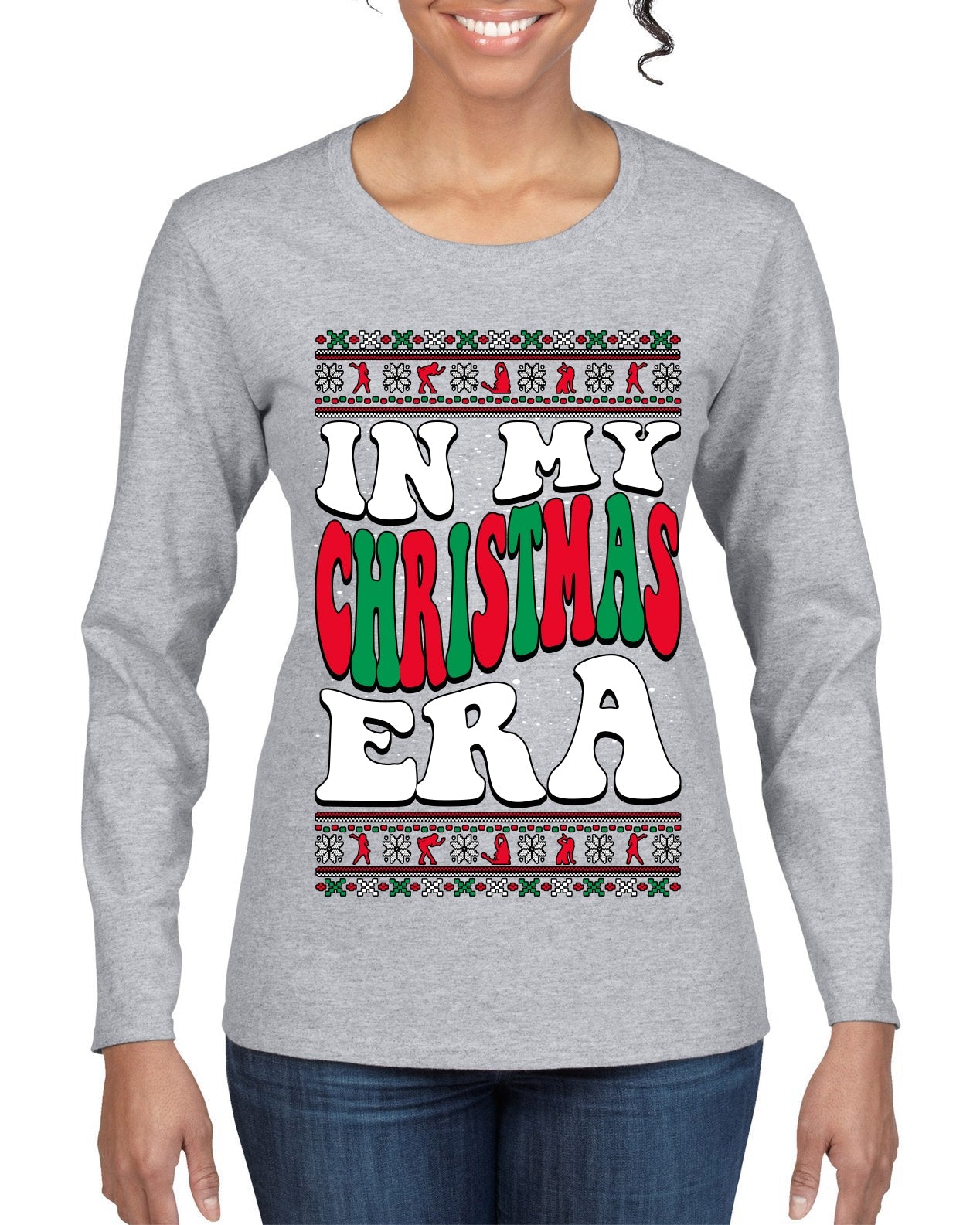 In My Christmas Era Ugly Christmas Sweater Womens Graphic Long Sleeve T-Shirt