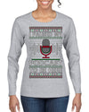 I Paused My Podcast to Be Here Funny Podcasting Ugly Christmas Sweater Womens Graphic Long Sleeve T-Shirt