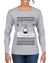 Have a Holly Jawlly Christmas, Cute Shark, Ugly Christmas Sweater Womens Graphic Long Sleeve T-Shirt