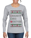Funny Meme List Naughty, Nice, 41, Ugly Christmas Sweater Womens Graphic Long Sleeve T-Shirt