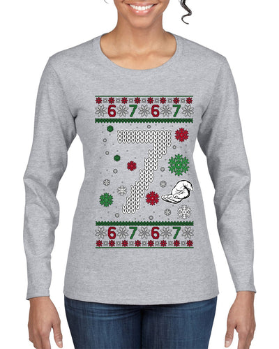 Christmas 7 Meme, Ugly Christmas Sweater Womens Graphic Long Sleeve T-Shirt