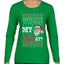 Where my Hos At Santa Funny Ugly Christmas Sweater Womens Graphic Long Sleeve T-Shirt
