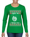 Under The Missle Toe Ugly Christmas Sweater Womens Graphic Long Sleeve T-Shirt