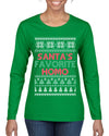 Santa's Favorite Homo Ugly Christmas Sweater Womens Graphic Long Sleeve T-Shirt
