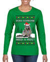 Does Someone Need a Hug? Cute Raccoon Ugly Christmas Sweater Womens Graphic Long Sleeve T-Shirt