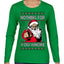 Nothing For You Whore Funny Vulgar Santa Claus Ugly Christmas Sweater Womens Graphic Long Sleeve T-Shirt