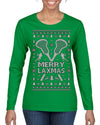Merry Laxmas Funny Lacrosse Sports LAX Teen Sports Pun Ugly Christmas Sweater Womens Graphic Long Sleeve T-Shirt