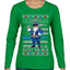 Santa Backs The Blue Pro Police Santa Claus Ugly Christmas Sweater Womens Graphic Long Sleeve T-Shirt