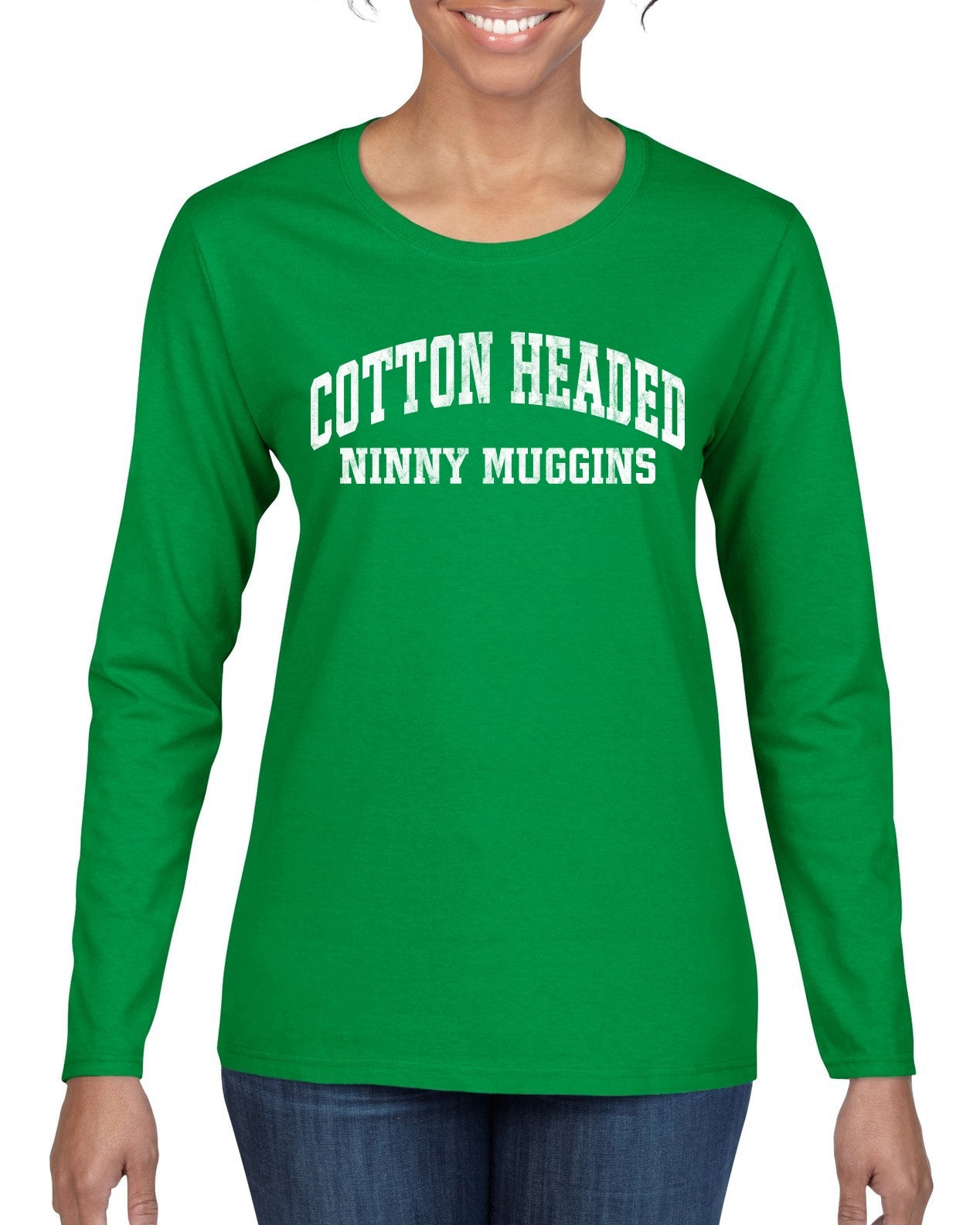 Vintage Movie Quote Cotton Headed Ninny Muggins Christmas Womens Graphic Long Sleeve T-Shirt
