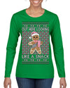 Out Here Looking Like a Snack Cute Xmas Cookie Ugly Christmas Sweater Womens Graphic Long Sleeve T-Shirt