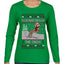 Dachshund Through The Snow, Cute Dog Christmas Sweater, Ugly Christmas Sweater Womens Graphic Long Sleeve T-Shirt