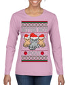 Better Not Pout, Cute Sad Santa Cats | Funny Ugly Christmas Sweater Womens Graphic Long Sleeve T-Shirt
