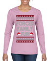 Forced Family Fun, Xmas Holiday Funny Ugly Christmas Sweater Womens Graphic Long Sleeve T-Shirt