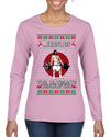 Jesus the Ultimate Deadlifter Funny Ugly Christmas Sweater Womens Graphic Long Sleeve T-Shirt