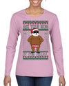 Ask Your Mom If I'm Real Funny Black Santa Claus Censored Ugly Christmas Sweater Womens Graphic Long Sleeve T-Shirt