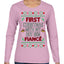 First Christmas With My Hot New Fiance Classic Newlywed Ugly Christmas Sweater Womens Graphic Long Sleeve T-Shirt