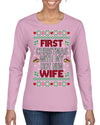 First Christmas With My Hot New Wife Classic Newlywed Ugly Christmas Sweater Womens Graphic Long Sleeve T-Shirt