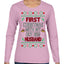 First Christmas With My Hot New Husband Classic Newlywed Ugly Christmas Sweater Womens Graphic Long Sleeve T-Shirt