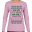 Too Cute to Wear an Ugly Sweater, Funny Classic Pink Candy Cane Reindeer Cute Diva Girl Xmas Ugly Christmas Sweater Womens Graphic Long Sleeve T-Shirt