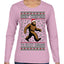 Merry Christmas Ya Filthy Humans Funny Sasquatch Bigfoot Ugly Christmas Sweater Womens Graphic Long Sleeve T-Shirt