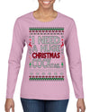 I Need a Huge Christmas Cocktail Funny Dirty Joke Drinking Ugly Christmas Sweater Womens Graphic Long Sleeve T-Shirt