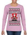What Happens on Santa's Lap Stays on Santa's Lap, Funny Dirty X Rated Naughty Ugly Christmas Sweater Womens Graphic Long Sleeve T-Shirt