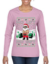 No Lift No Gift Fitness Workout Santa Ugly Christmas Sweater Womens Graphic Long Sleeve T-Shirt