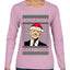 Treason's Greetings Biden President Humor Ugly Christmas Sweater Womens Graphic Long Sleeve T-Shirt