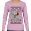 Dachshund Through The Snow, Cute Dog Christmas Sweater, Ugly Christmas Sweater Womens Graphic Long Sleeve T-Shirt