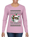 Rollin' Into The Holidays Christmas Sweater, Ugly Christmas Sweater Womens Graphic Long Sleeve T-Shirt