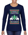Merry Christmas Bitches Ugly Christmas Sweater Womens Graphic Long Sleeve T-Shirt