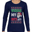Where my Hos At Santa Funny Ugly Christmas Sweater Womens Graphic Long Sleeve T-Shirt