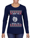 Under The Missle Toe Ugly Christmas Sweater Womens Graphic Long Sleeve T-Shirt
