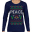 Peace Ugly Christmas Sweater Womens Graphic Long Sleeve T-Shirt