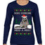 Does Someone Need a Hug? Cute Raccoon Ugly Christmas Sweater Womens Graphic Long Sleeve T-Shirt