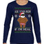 Ask Your Mom If I'm Real Funny Black Santa Claus Censored Ugly Christmas Sweater Womens Graphic Long Sleeve T-Shirt