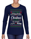 Serial Killer Docs or Christmas Movies Slaying Sleighing Ugly Christmas Sweater Womens Graphic Long Sleeve T-Shirt