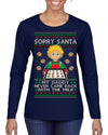 Sorry Santa Dad Never Came Back With Milk, Funny Viral Daddy Left Sad Kid Meme Ugly Christmas Sweater Womens Graphic Long Sleeve T-Shirt